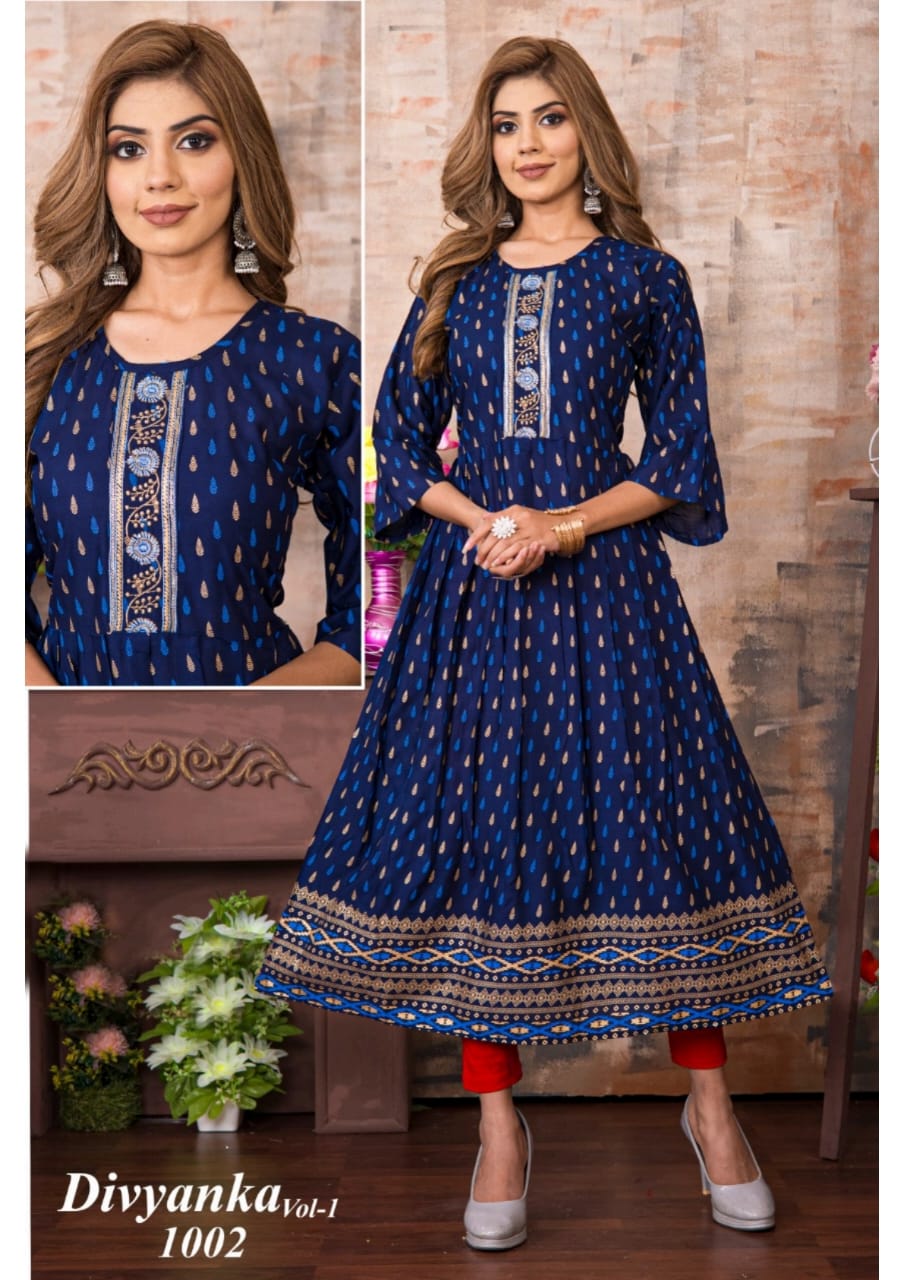 Divyanka 1 Ethnic Wear Wholesale Anarkali Kurtis Catalog
